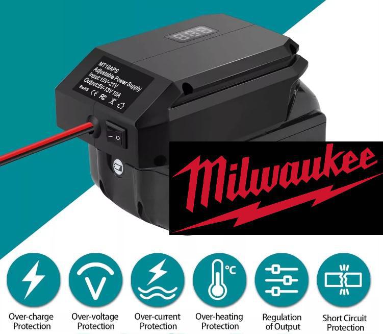 20V to 12V Step Down Converter, Adjustable for Dewalt, Milwaukee, Hitachi (Battery NOT included)