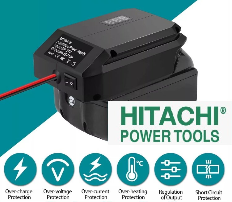 20V to 12V Step Down Converter, Adjustable for Dewalt, Milwaukee, Hitachi (Battery NOT included)